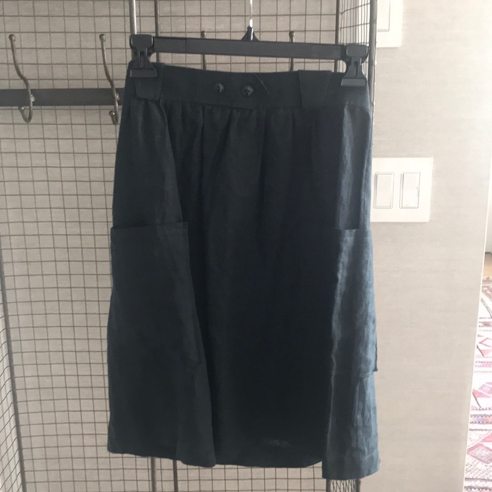APC navy linen high waisted skirt